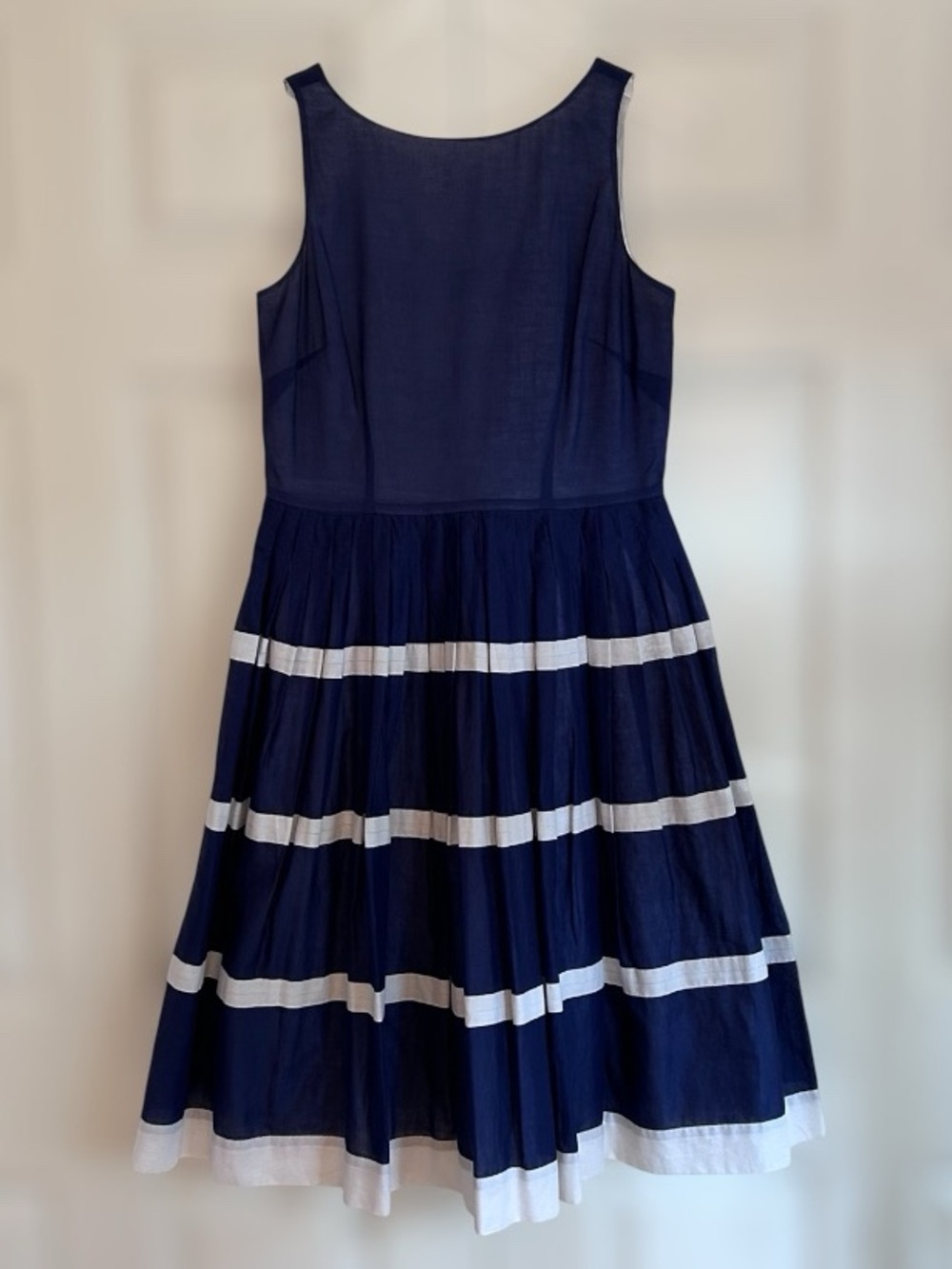Talbots Navy and White Fit and Flare Dress
